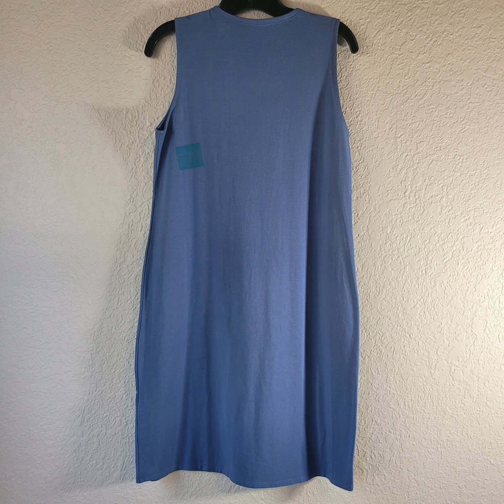 168$ Eileen Fisher Women's Organic Cotton Crew Neck Dress Blue Small Sleeveless. - Picture 7 of 13
